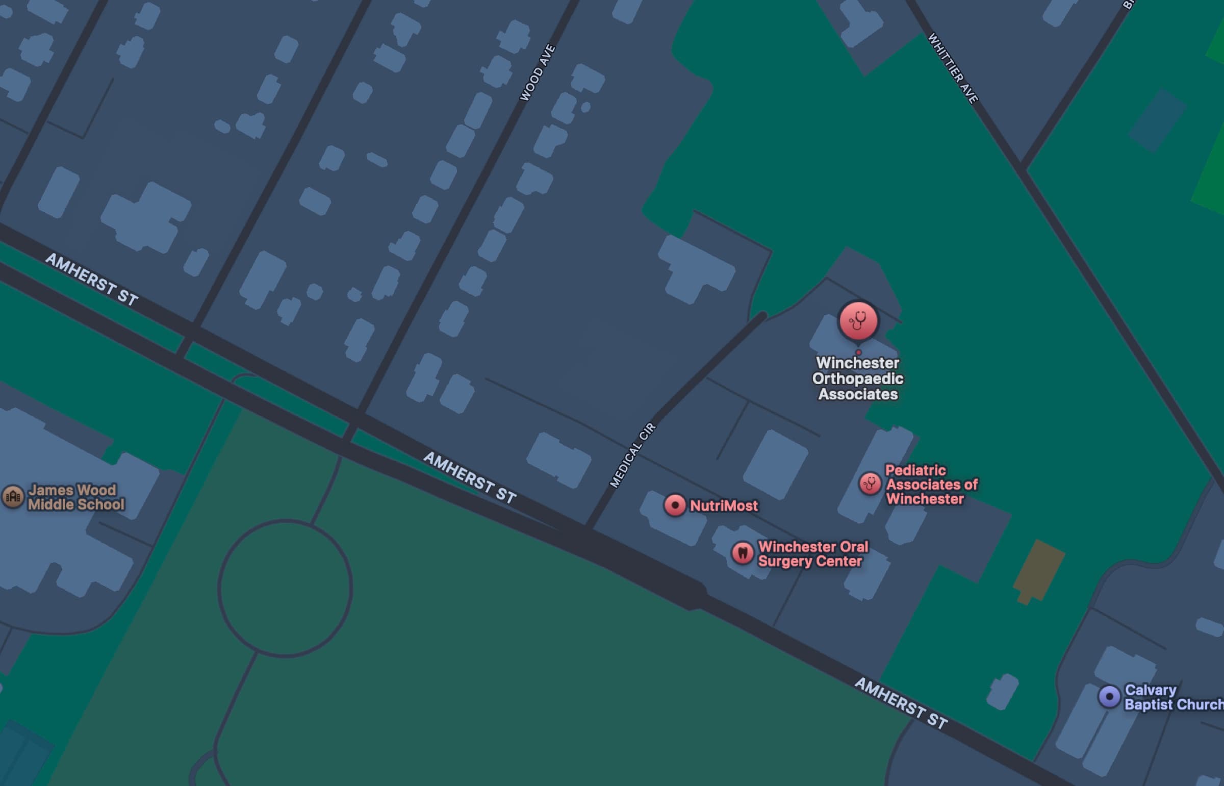 Map showing 128 Medical Circle, Winchester, VA 22601